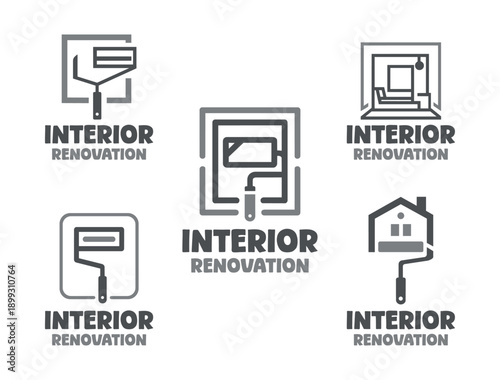 5 Interior Renovation Logo Set Modern Minimalist Home Improvement Collection