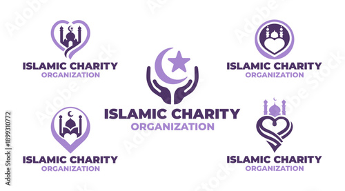 5 Islamic Charity Organization Logo Set Modern Minimalist Humanitarian Collection
