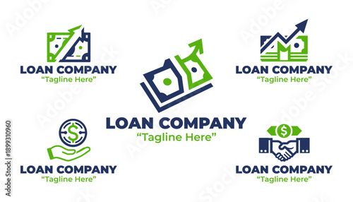5 Loan Company Logo Set Modern Minimalist Financial Services Collection