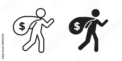Robbery icon in a simple, black and white style.