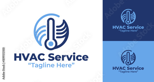 HVAC Service Logo Modern Minimalist Cooling and Heating Identity.