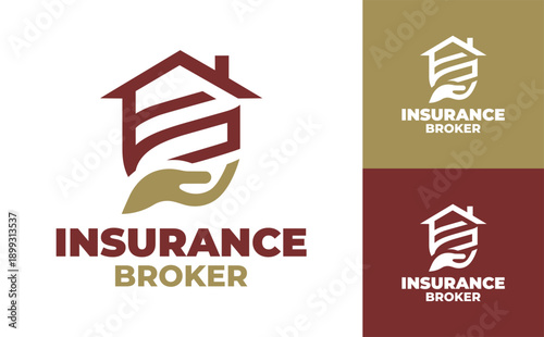 Insurance Broker Logo Modern Minimalist Financial Safety Identity.