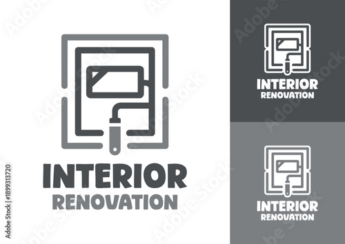Interior Renovation Logo Modern Minimalist Home Upgrade Identity.