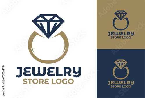 Jewelry Store Logo Modern Minimalist Elegant Gem Identity.