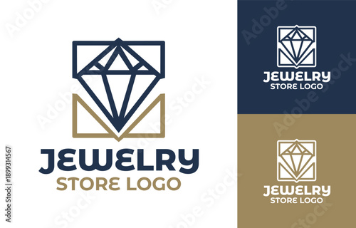 Jewelry Store Logo Modern Minimalist Gold Ornament Identity.