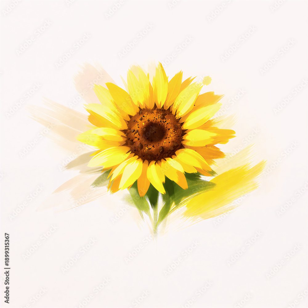 Naklejka premium Vibrant watercolor sunflower illustration, yellow floral painting on white background