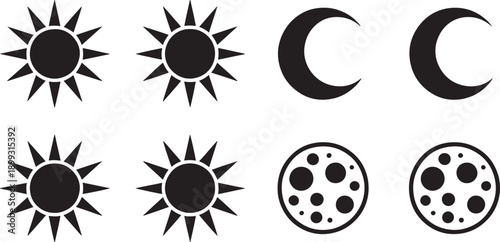 Sun moon and stars symbols astronomy
