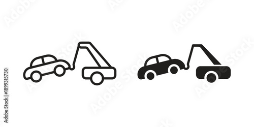 Towed car icon in a simple, black and white style.