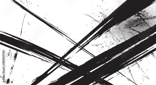 Abstract black and white grunge background with hand drawn architectural lines and textured pattern