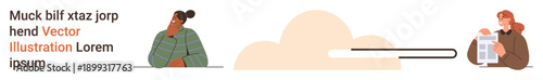 Remote work, digital communication, cloud storage, online collaboration, teamwork, virtual connection. Two people interacting, linked by a cloud-based digital line. Digital communication and cloud