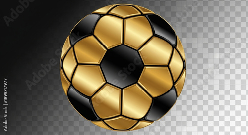 Premium Gold and Black Soccer Ball 3D Render Illustration