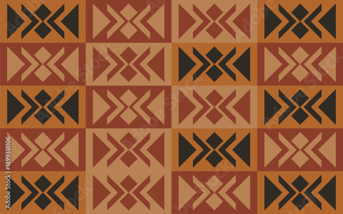 Ethnic Folk Pattern Background with Traditional Geometric Tribal Motifs and Warm Earthy Tones. Illustration art. Vector