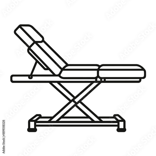 Professional adjustable treatment couch icon: a versatile therapy and examination bed for massage, spa, chiropractic, physical therapy, and medical clinics, offering patient comfort and practitioner