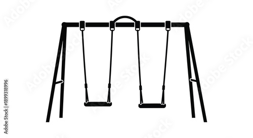 A black silhouette of a classic two seat swing set ideal for design projects on transparent background high quality professional detailed modern