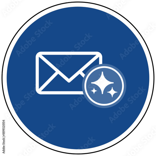 Briefumschlag E-Mail Symbol blaues Schild Künstliche Intelligenz KI Vektor für intelligente Kommunikation Marketing Automatisierung und Smart Mail