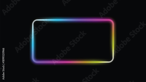  neon frame with horizontal gradient glow effect isolated on dark background