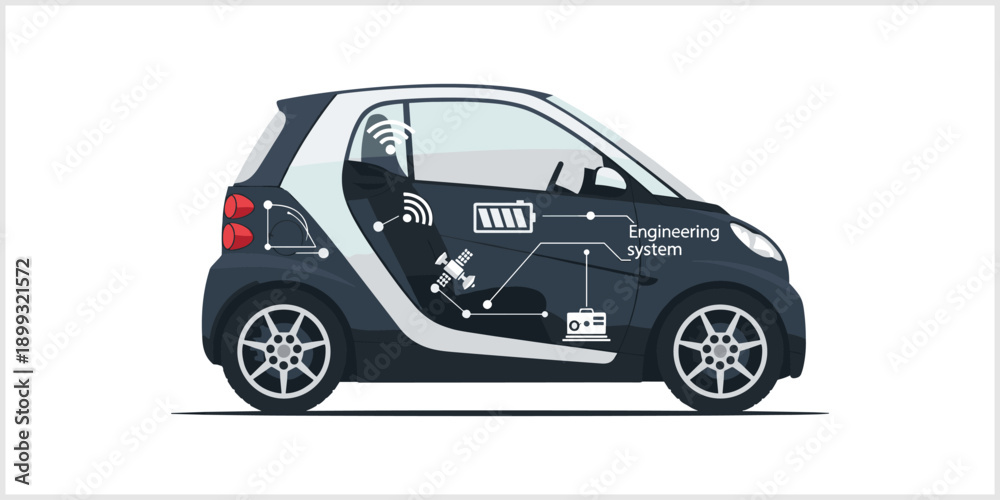 Naklejka premium Smart Car Engineering System Diagram.
