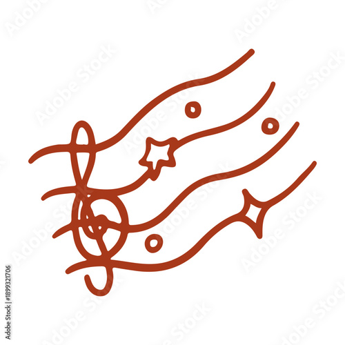 Treble Clef Symbol with Abstract Flowing Waves