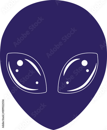 Stylized Purple Extraterrestrial Alien Head Vector Illustration with Large Eyes