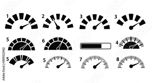 Gauge icons set for various measurements and controls