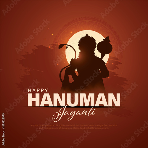 Vector illustration of Lord Hanuman for Hanuman Jayanti Janmotsav celebration background for religious holiday of India.