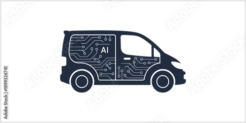 AI Van Smart Technology and Future Transport Concept.