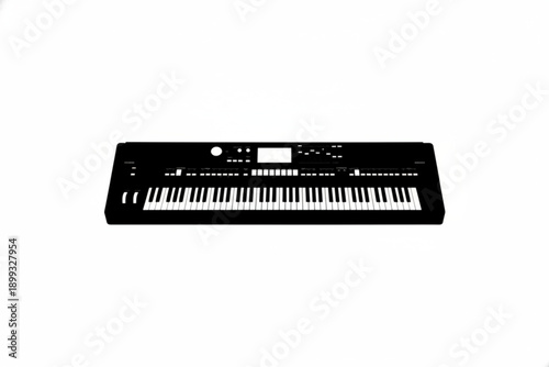 Keyboard Silhouette: A minimalist, high-contrast silhouette of an electronic keyboard, poised to create music.