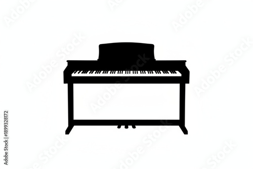 Piano Silhouette: A sleek, elegant piano silhouette stands poised, its keys promising melodies and the creation of music.