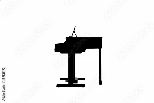 Piano Silhouette: A sleek, elegant piano silhouette stands poised, ready to fill a space with music, evoking a sense of refined artistry.