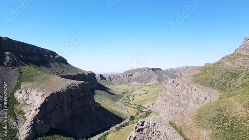 road in a stone canyon. road in a gorge. mountain road