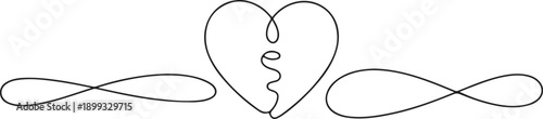 Continuous line or one line art of Broken heart. Sadness. Feeling sorry for broken love. Vector illustration