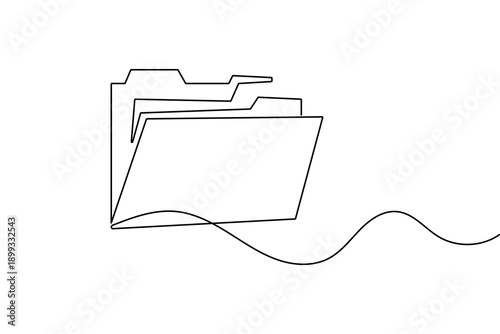 File folder office document one line art clean outline vector design