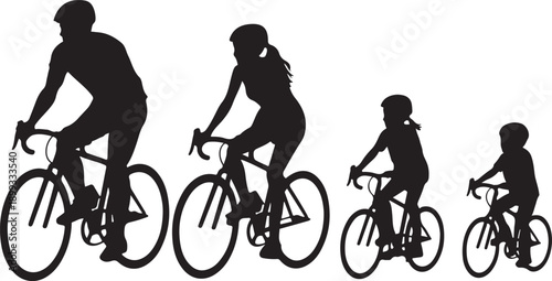 Family Biking Front View