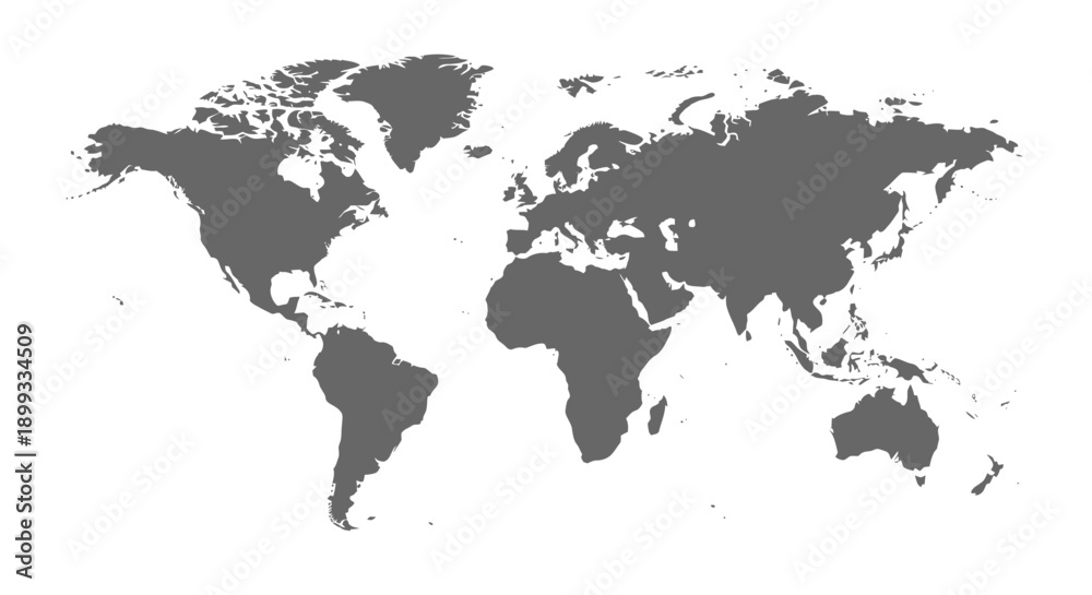 Obraz premium World Map Silhouette Dark Gray.