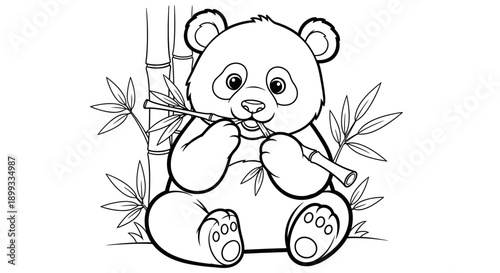 Panda Bear Cartoon Character Sitting.