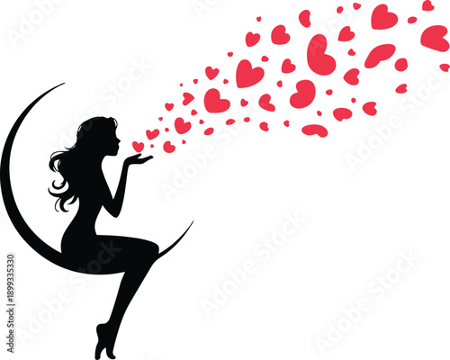 Girl sitting on the moon