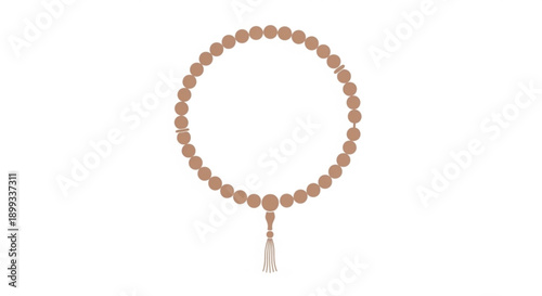 Brown Beaded Mala Necklace with Tassel Isolated on White Background
