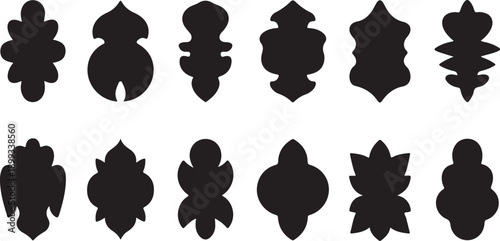 Islamic window black silhouette shape collection. Arabic, muslim architecture frame. Traditional, oriental design