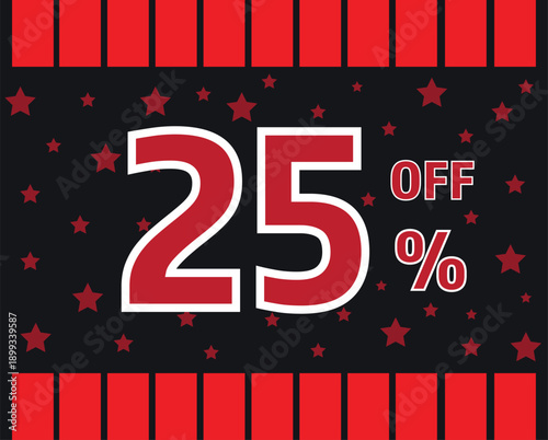 25% OFF Sale Promotional Banner with Red and Black Design