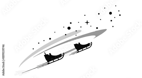 Whimsical sleighs gliding through a starry night sky