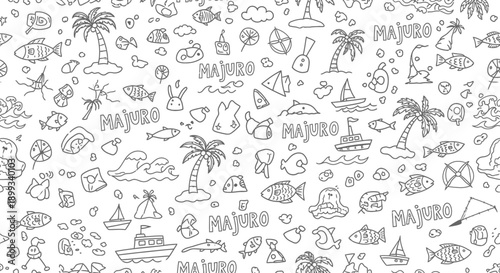 Doodle Adventure, Whimsical Sea Life, Beach Fun, Illustration, Playful Vibe