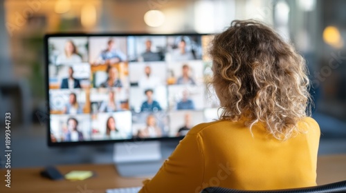 Wallpaper Mural Woman attending video conference call remote work Torontodigital.ca