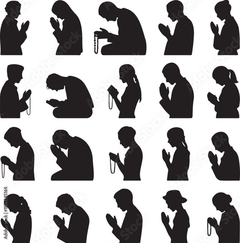 Silhouette of muslim praying. Vector, illustration. Good use for symbol, logo, web icon, mascot, sign, or any design you want