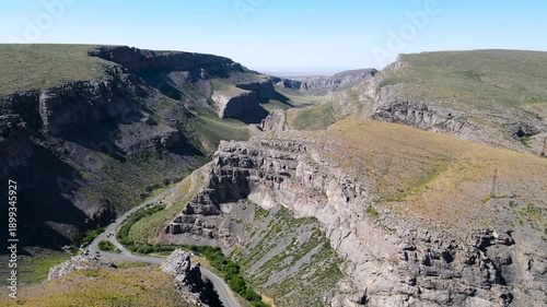 road in a stone canyon. road in a gorge. mountain road
