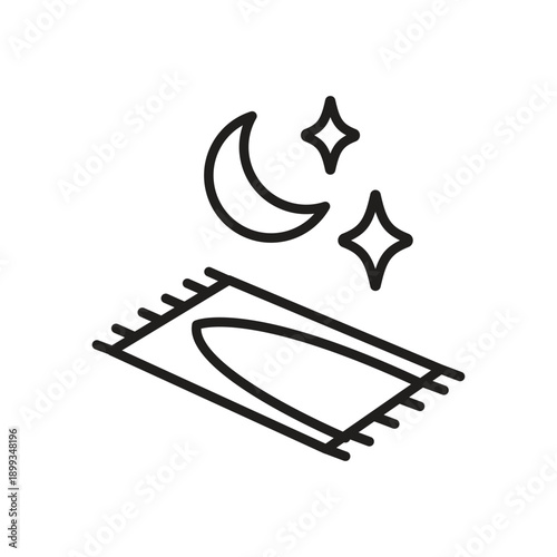 Prayer Mat with Crescent Moon Line Icon