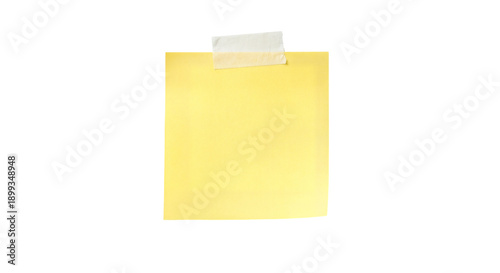Fotografía Yellow sticky note with white tape, for mockup or reminder, isolated on transpar