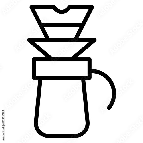 Pour Over Coffee Vector Line Icon Design
