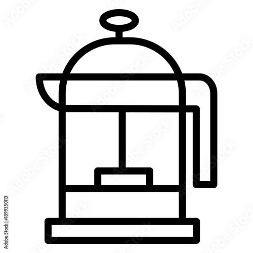 French Press Vector Line Icon Design