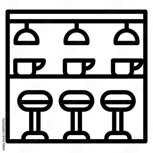 Cafe Counter Vector Line Icon Design