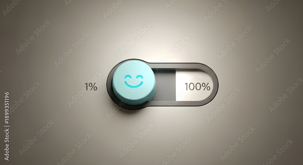 Fototapeta premium A toggle switch with a smiley face on a grey background